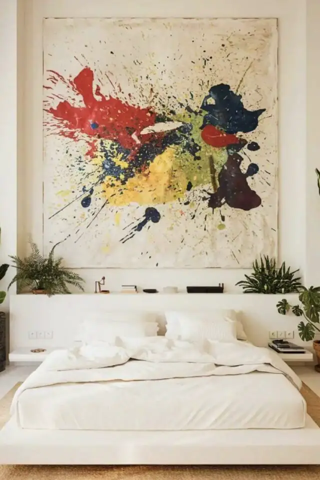 déco chambre tendances 2026 oeuvre d'art XXL dessus tête de lit exemple déco chambre tendances 2026 oeuvre d'art XXL dessus tête de lit exemple