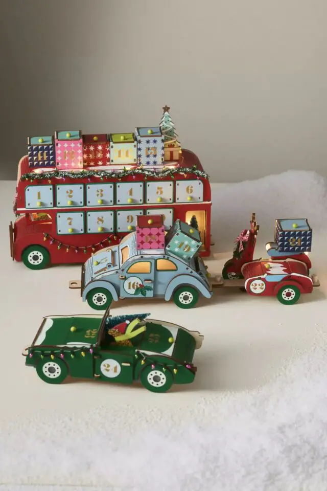 décoration de Noël haut de gamme Anthropologie calendrier de l'avent à remplir bus décoration de Noël haut de gamme Anthropologie calendrier de l'avent à remplir bus