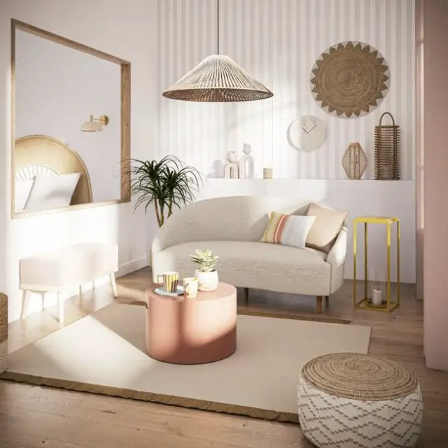  Canapé 2/3 places à bouclettes blanc