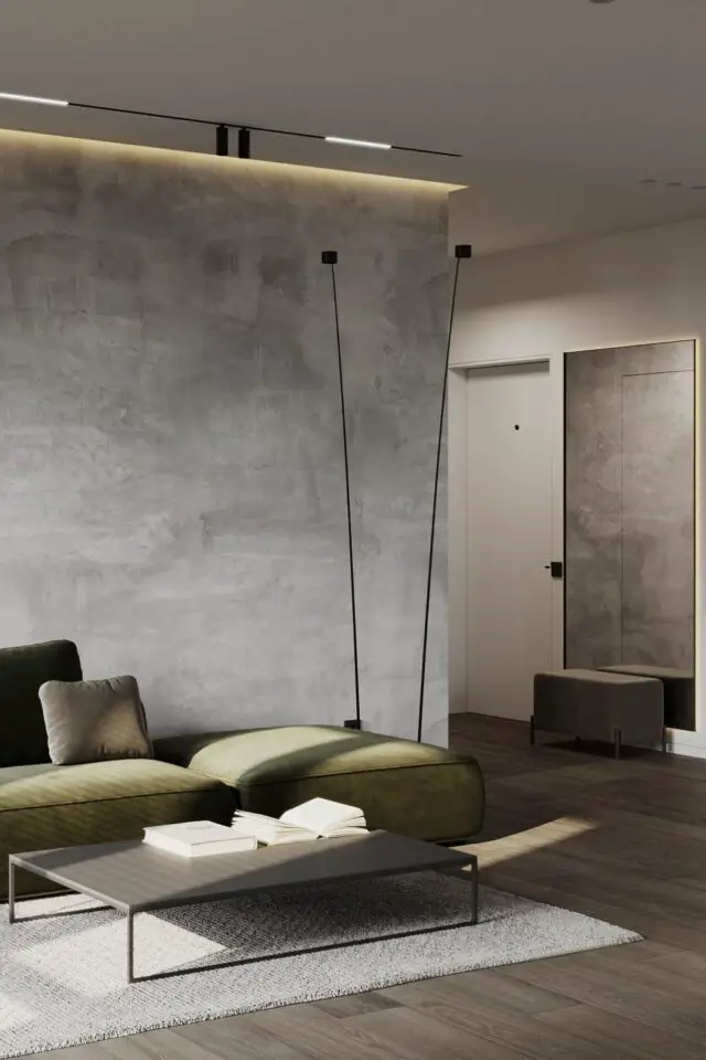 revêtement murale déco de salon enduit décoratif béton ciré ambiance moderne et minimaliste revêtement murale déco de salon enduit décoratif béton ciré ambiance moderne et minimaliste