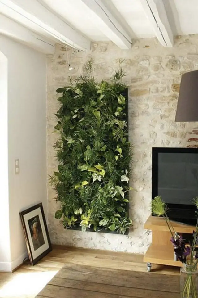 revêtement murale déco de salon mur végétal pan de mur à côté de la télévision idée revêtement murale déco de salon mur végétal pan de mur à côté de la télévision idée