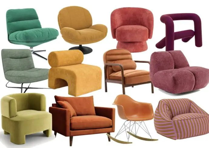 sélection fauteuils colorés touche de couleur dans le salon