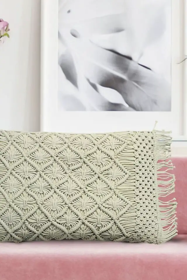 Coussin macramé en coton tressé naturel Coussin macramé en coton tressé naturel