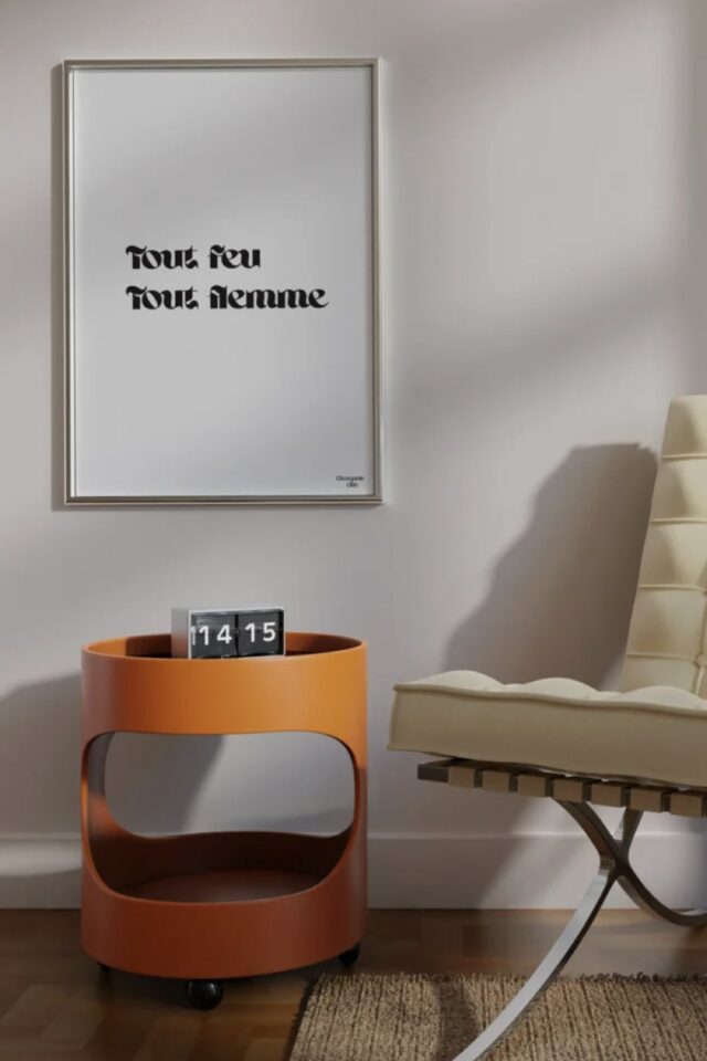 affiche déco décalée Chouquette Club poster Tout feu, tout flemme jeu de mot décoration audacieuse 