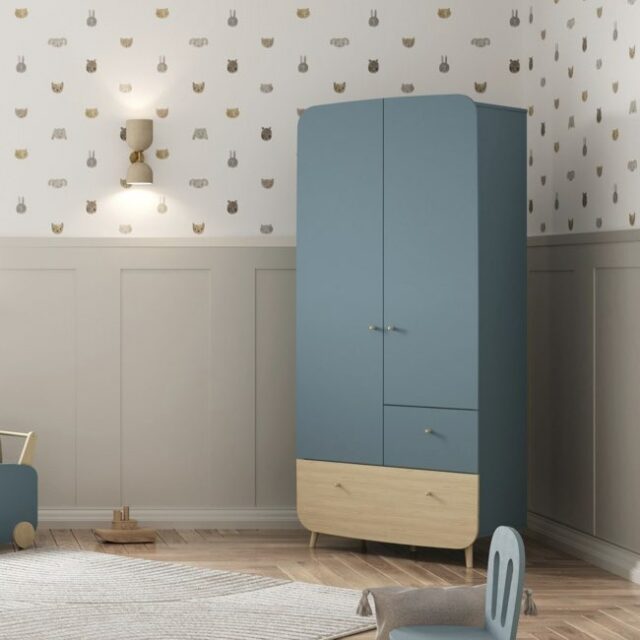 Armoire en bois 2 portes et 2 tiroirs soldes chambre ado