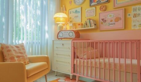 chambre bébé vintage idée décoration rétro couleurs accessoires mobilier