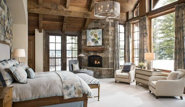 chambre adulte style chalet rustique chic idée déco à copier ambiance cocooning