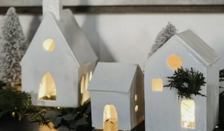 déco de Noël à faire soi-même tuto photophore maisonnette argile auto-durcissante