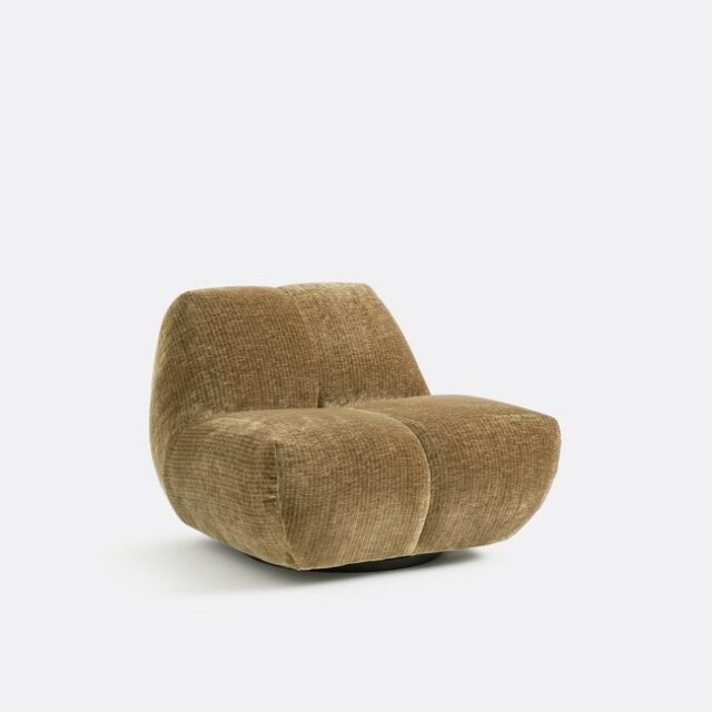 Fauteuil pivotant, velours côtelé vintage