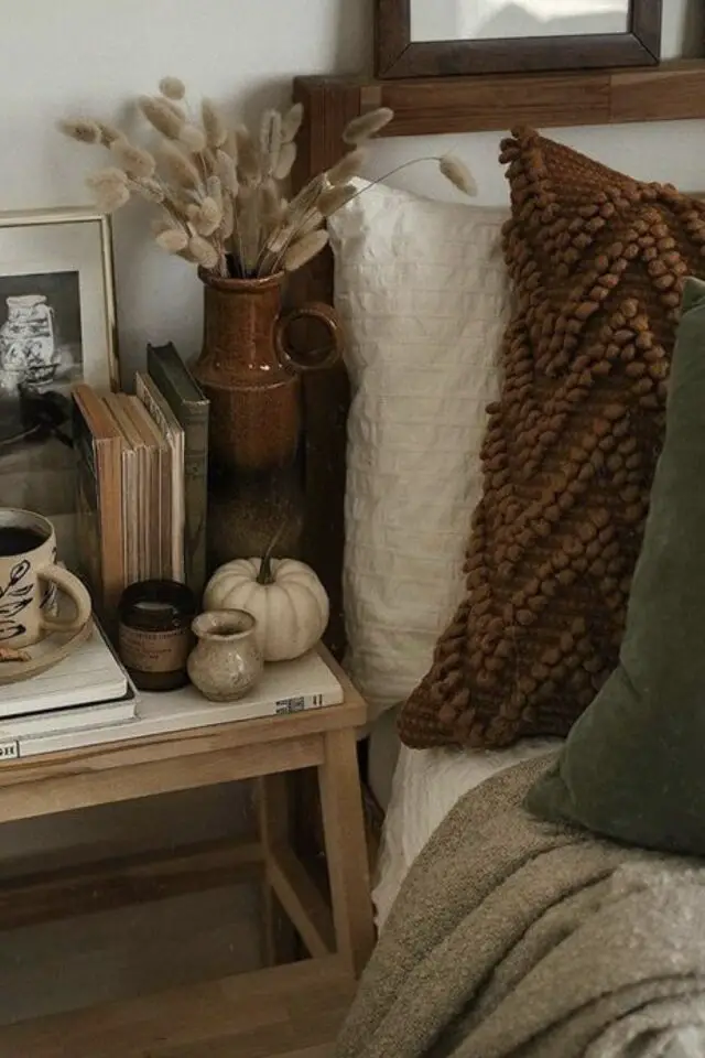 décoration intérieur film de noël chambre à coucher cosy hygge coussin laine couleurs douces bien être réconfortant 