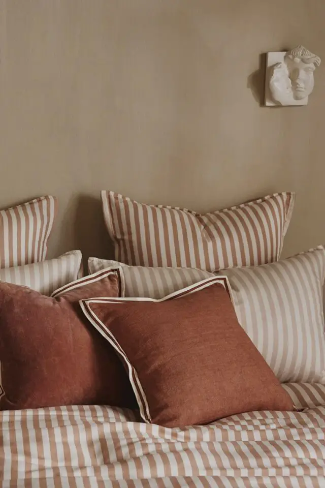 Housse de couette en satin de coton orange couleur nougat