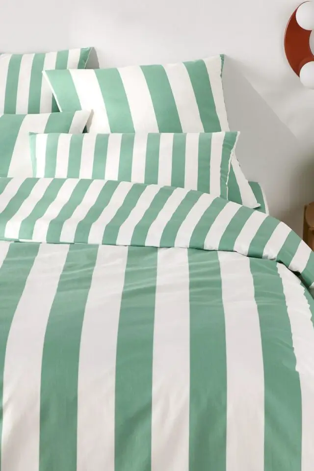 Housse de couette en coton vertet blanc moderne 