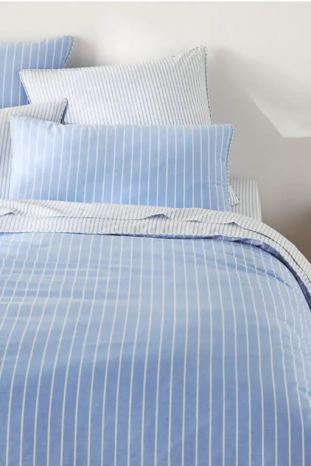 Housse de couette en percale de coton bleu