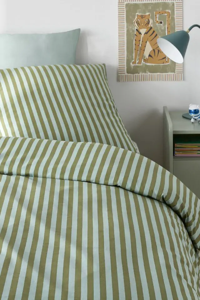 Parure de lit 50% coton recyclé enfant vert 