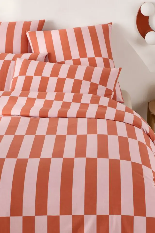 Housse de couette 50% coton recyclé rose et rouge