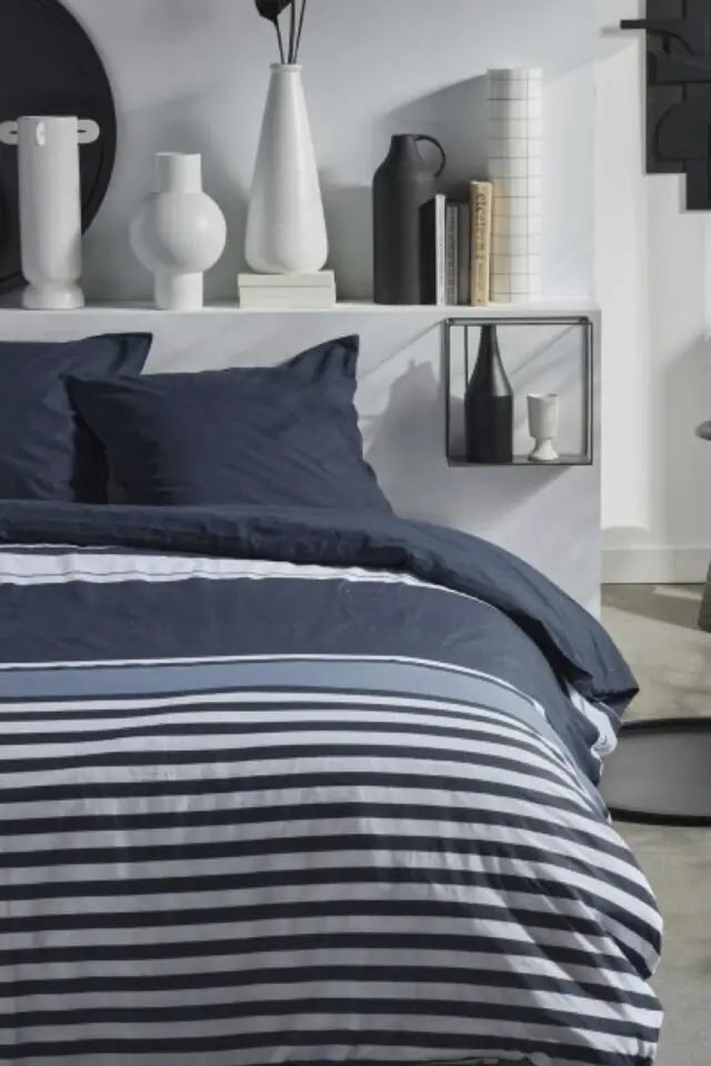 Parure de lit zippée imprimé rayures coton mawira claire