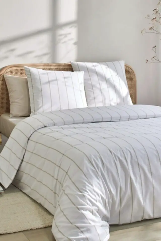 Parure de lit 240x220 coton à rayures terre de nuit caivy