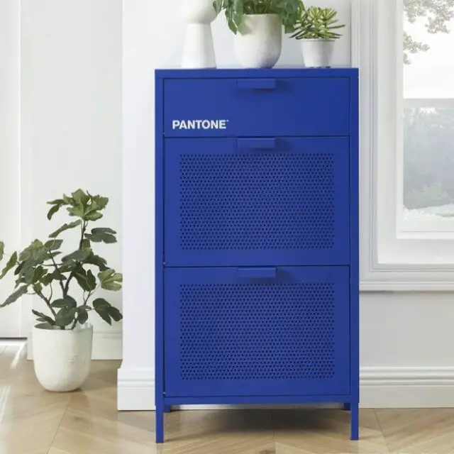 Meuble à chaussures en acier bleu électrique soldes 2026