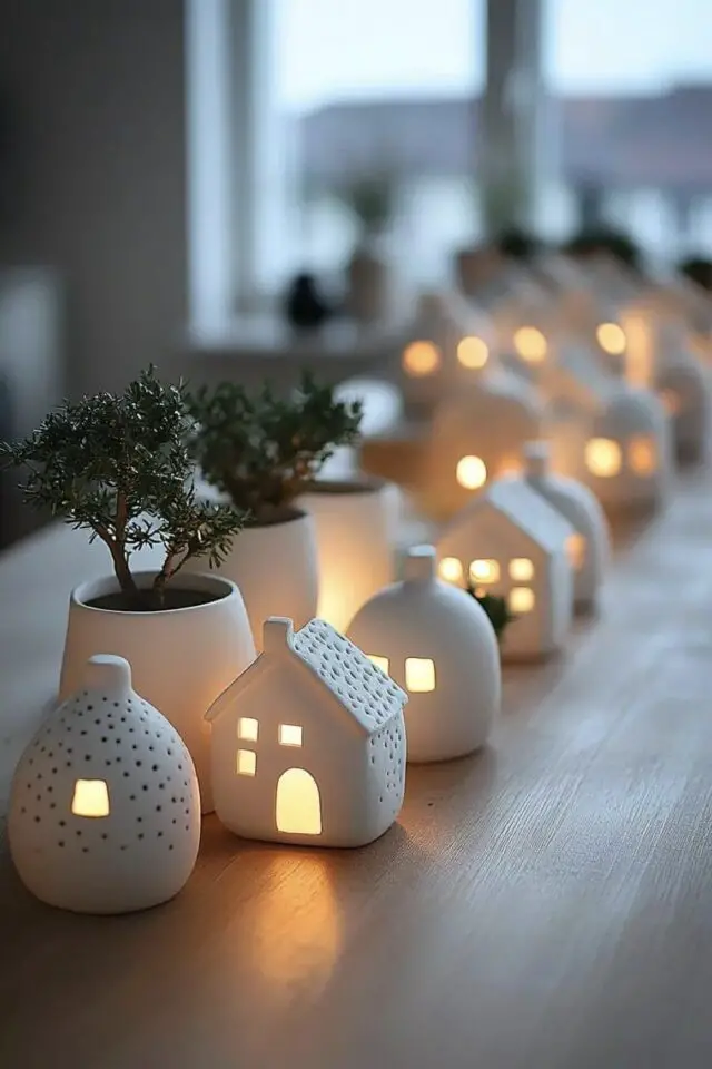 photophore maisonnette de Noël DIY à faire soi-même tuto vidéo étape par étape technique argile auto-durcissante 