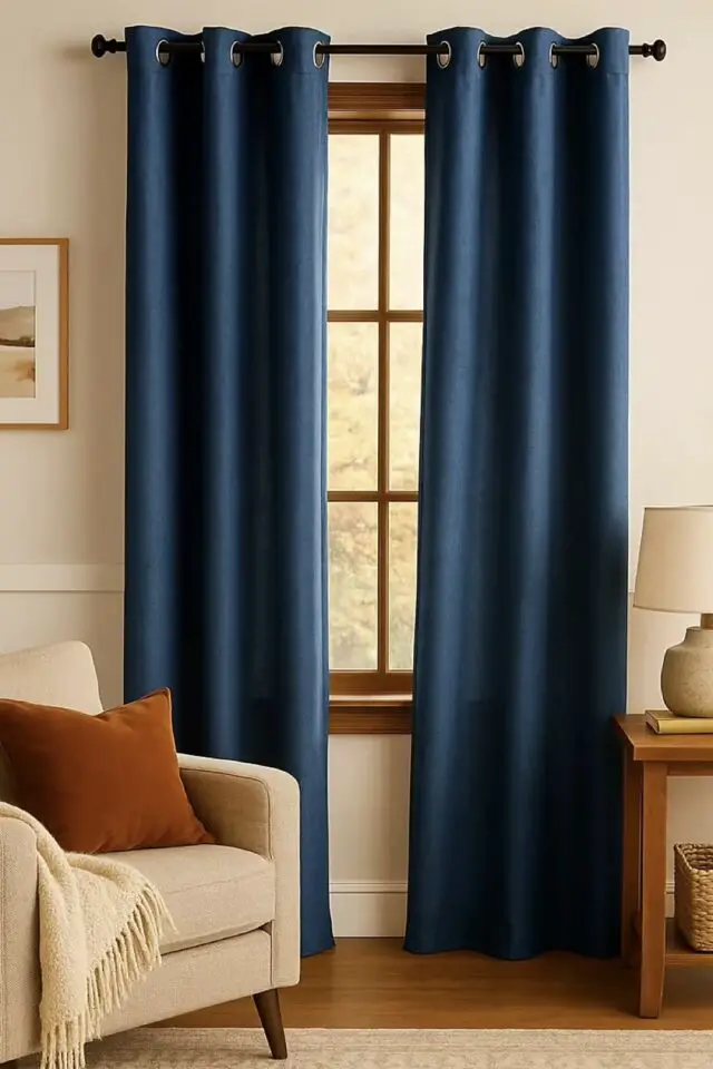 Rideau isolant thermique à oeillets, doublure polaire, bleu navy Rideau isolant thermique à oeillets, doublure polaire, bleu navy