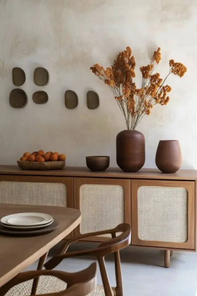 salle à manger bois style déco dessus du buffet exemple à copier 