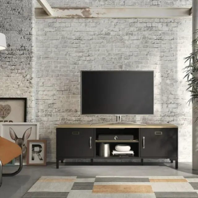 Meuble tv coloris bicolore 136 cm soldes mobilier rangement salon moderne 