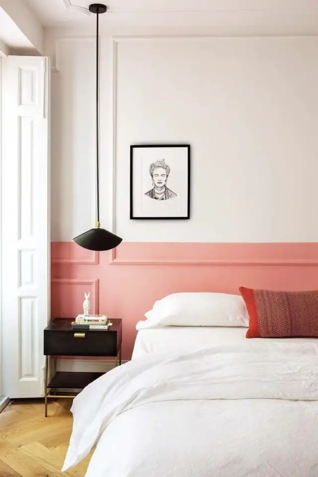 tête de lit originale peinture moulure rose et blanc facile à faire élégant tête de lit originale peinture moulure rose et blanc facile à faire élégant