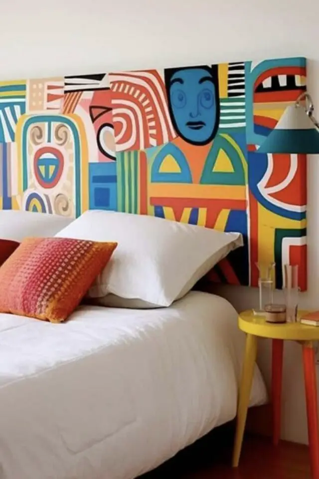 tête de lit originale peinture idée à copier toile XXL motif éclectique colorés tête de lit originale peinture idée à copier toile XXL motif éclectique colorés
