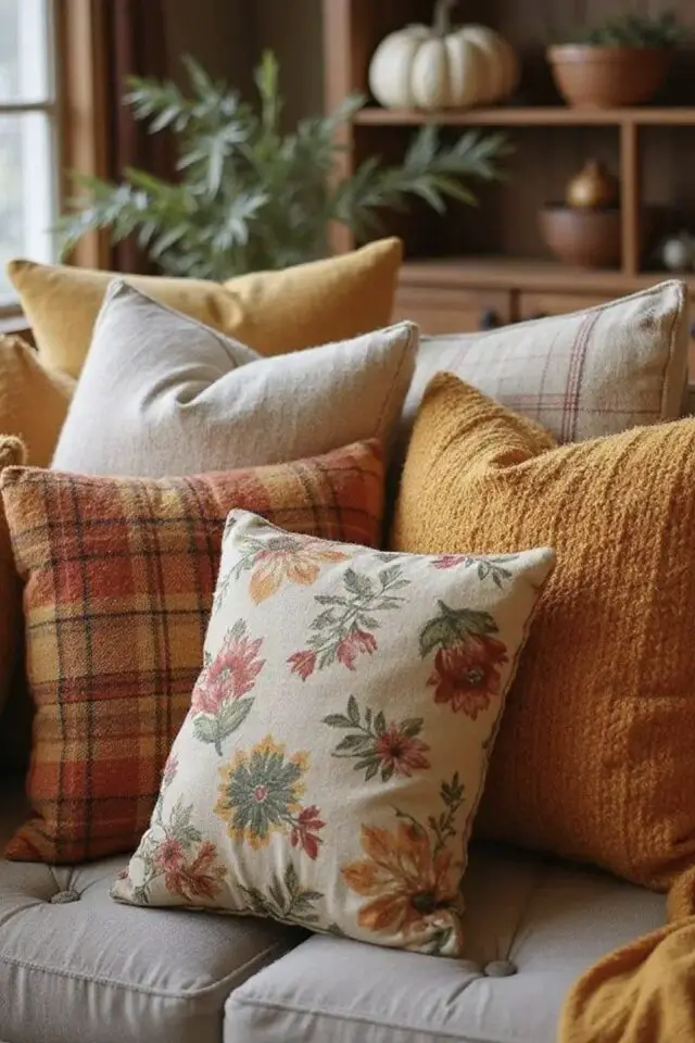 accessoires déco salon automne housse de coussin couleur chaude jaune touche de orange accessoires déco salon automne housse de coussin couleur chaude jaune touche de orange