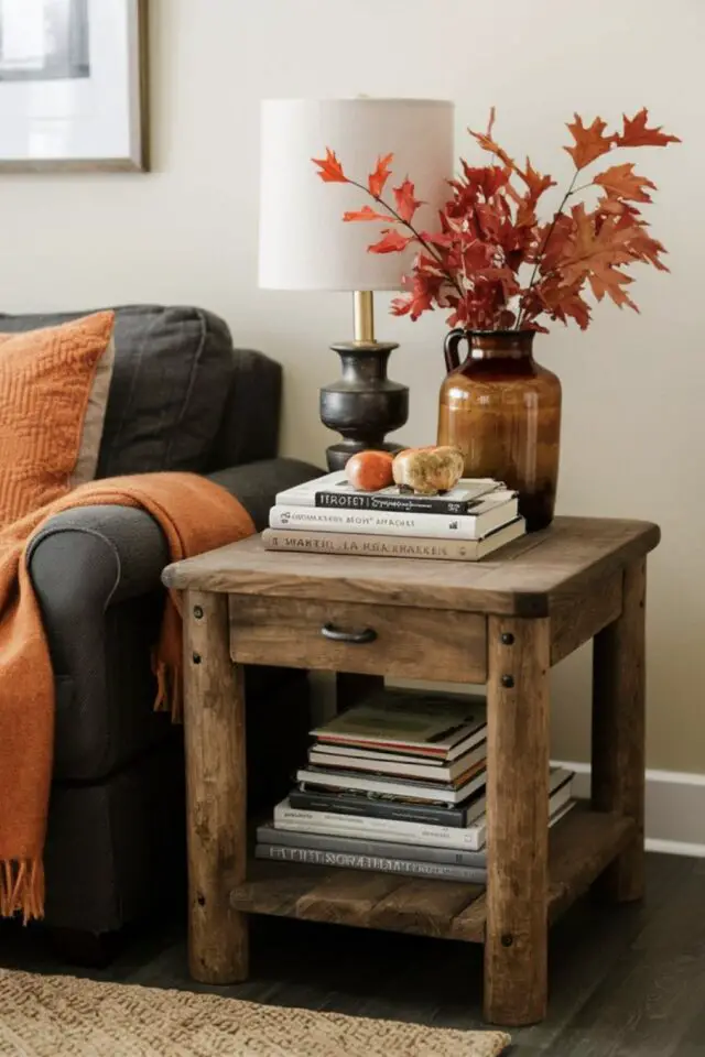 accessoires déco salon automne luminaire lampe à poser bout de canapé rustique en bois accessoires déco salon automne luminaire lampe à poser bout de canapé rustique en bois