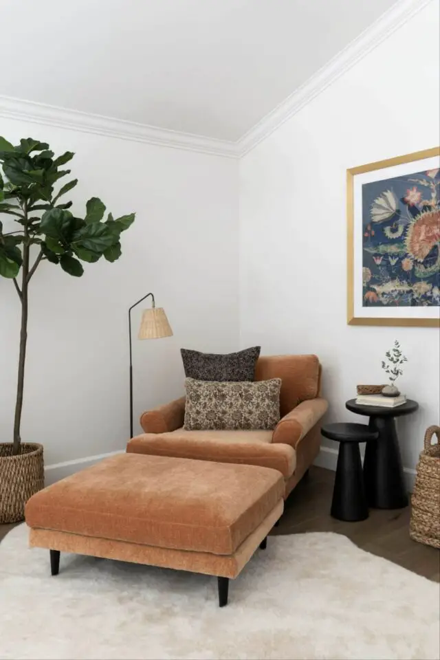 accessoires déco salon automne fauteuil en velours avec large repose pied couleur moderne et chaleureuse accessoires déco salon automne fauteuil en velours avec large repose pied couleur moderne et chaleureuse