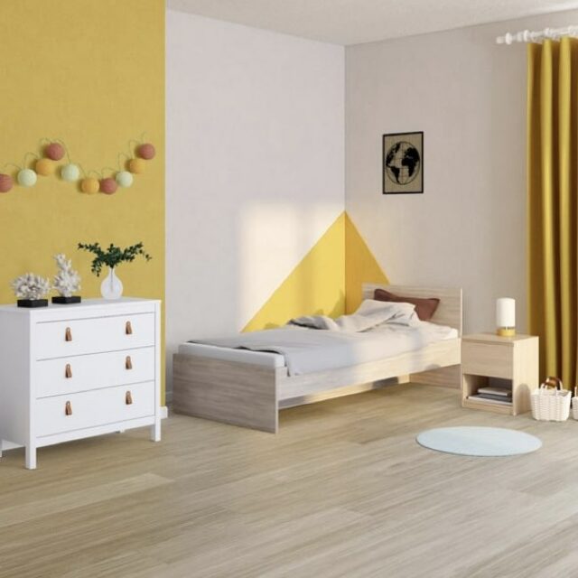 Lit surélevé 90x190 cm coloris Chêne SOLDES