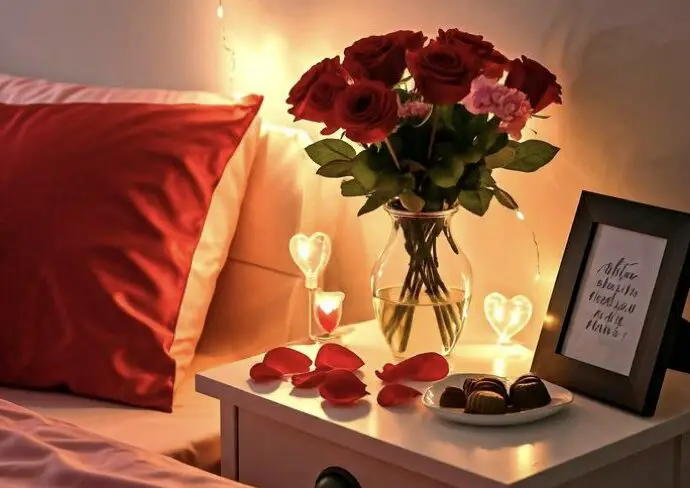 chambre romantique décoration Saint Valentin surprise idées à copier astuces faciles
