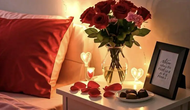 chambre romantique décoration Saint Valentin surprise idées à copier astuces faciles