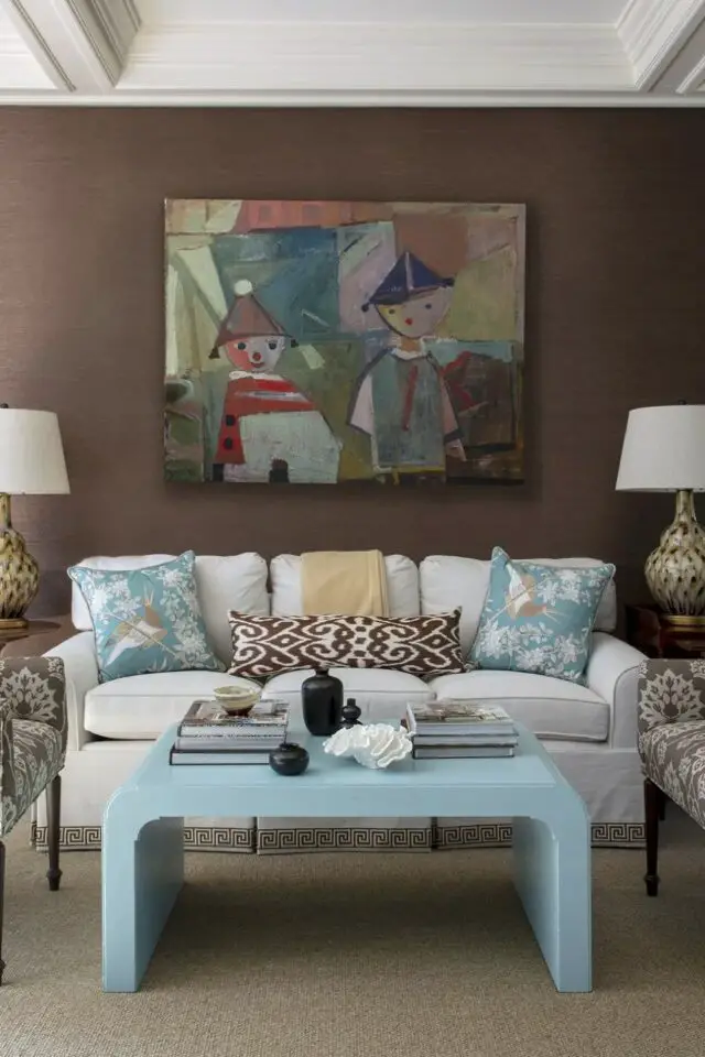 couleur déco histoire génération années 2000 mariage bleu et marron salon séjour vintage 