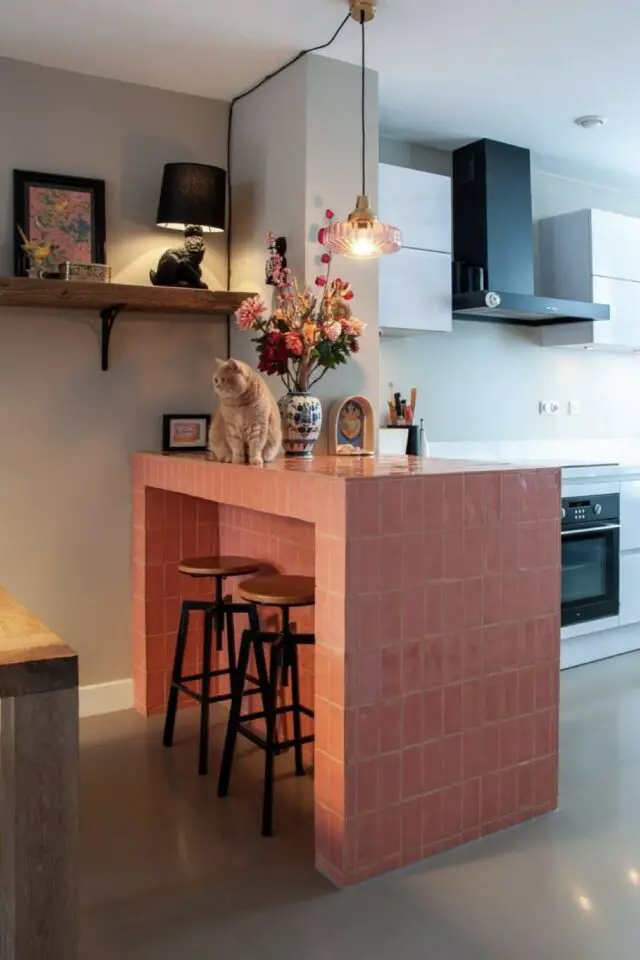cuisine 5m2 ouverte sur le salon exemple îlot indépendant carrelé couleur terracotta idée bar repas à faire soi-même cuisine 5m2 ouverte sur le salon exemple îlot indépendant carrelé couleur terracotta idée bar repas à faire soi-même
