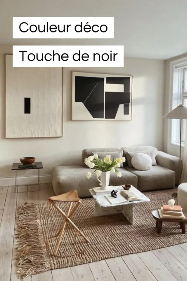 décoration intérieure neutre touche de noir accessoire déco élégant 