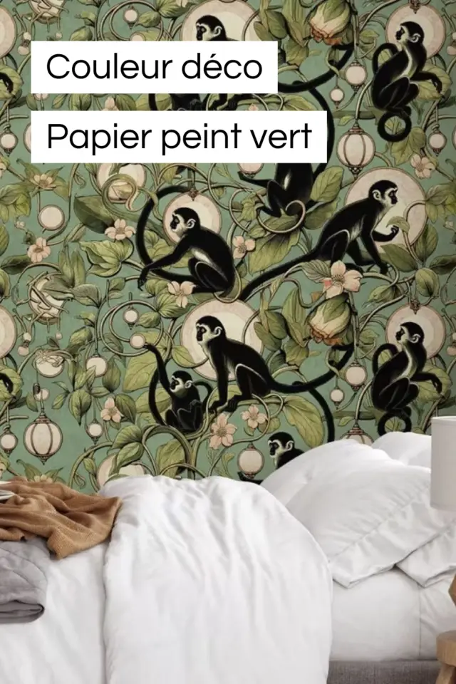 Décor naturel grâce à du papier peint vert