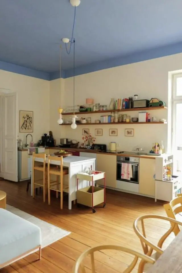 home staging cuisine ouverte sur le salon exemple îlot central indépendant 