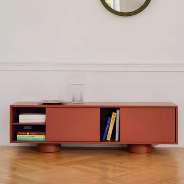 tendances 2026 salon Meuble TV Taro bois orange design et coloré 