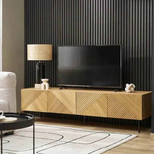 meuble TV en bois tendance L180 portes texturées 