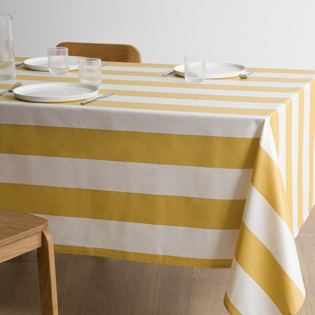 SOLDES Nappe rayée coton enduit