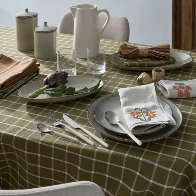 Nappe coton tissé teint à carreaux SOLDES