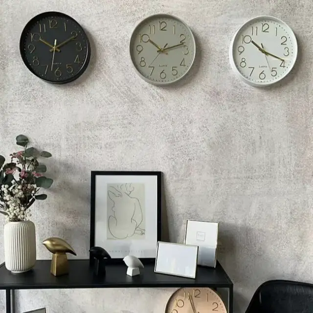 Horloge murale color block blanc et or ⌀30,5cm