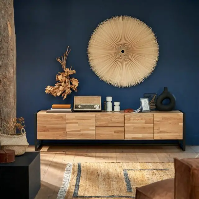 Meuble TV hifi chêne et plaqué, L200 cm