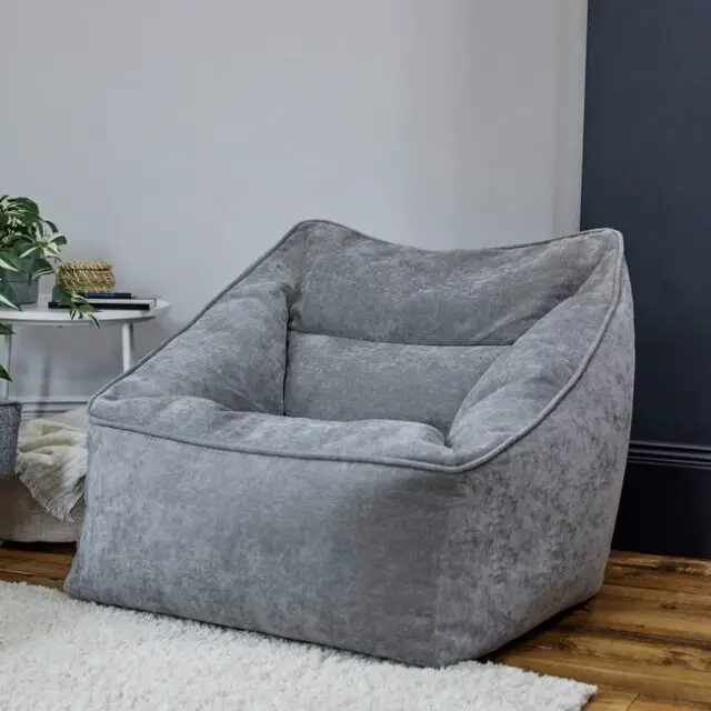 Pouf fauteuil salon en tissu chenille texturé