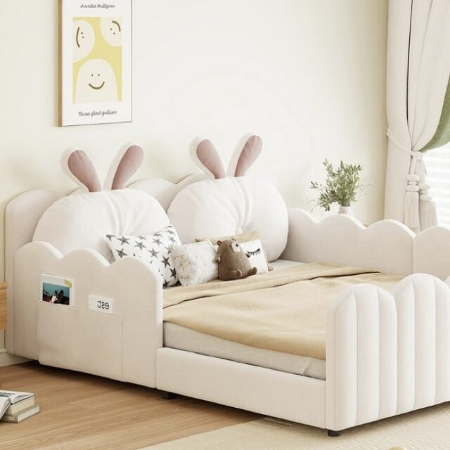 Lit 2 places 140x200 cm coloris beige