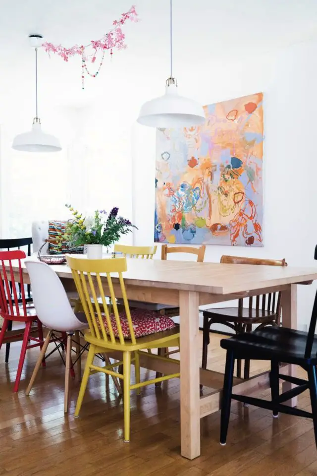 aménager et décorer salle à manger 10 idées table 8 personnes en bois chaises dépareillées 