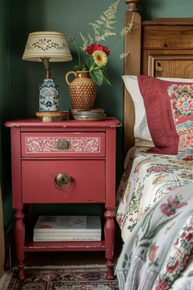 idée diy bricolage à faire soi-même chambre adulte peinture table de chevet petit détail floral idée diy bricolage à faire soi-même chambre adulte peinture table de chevet petit détail floral