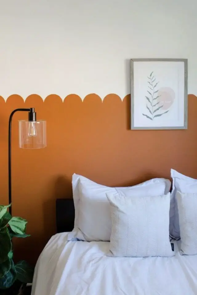 idée diy bricolage à faire soi-même chambre adulte tête de lit peinture moderne couleur orange brûlé effet vague idée diy bricolage à faire soi-même chambre adulte tête de lit peinture moderne couleur orange brûlé effet vague